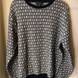 Tosani Vintage  Men's Black and White Crewneck‎ Sweater Size Medium